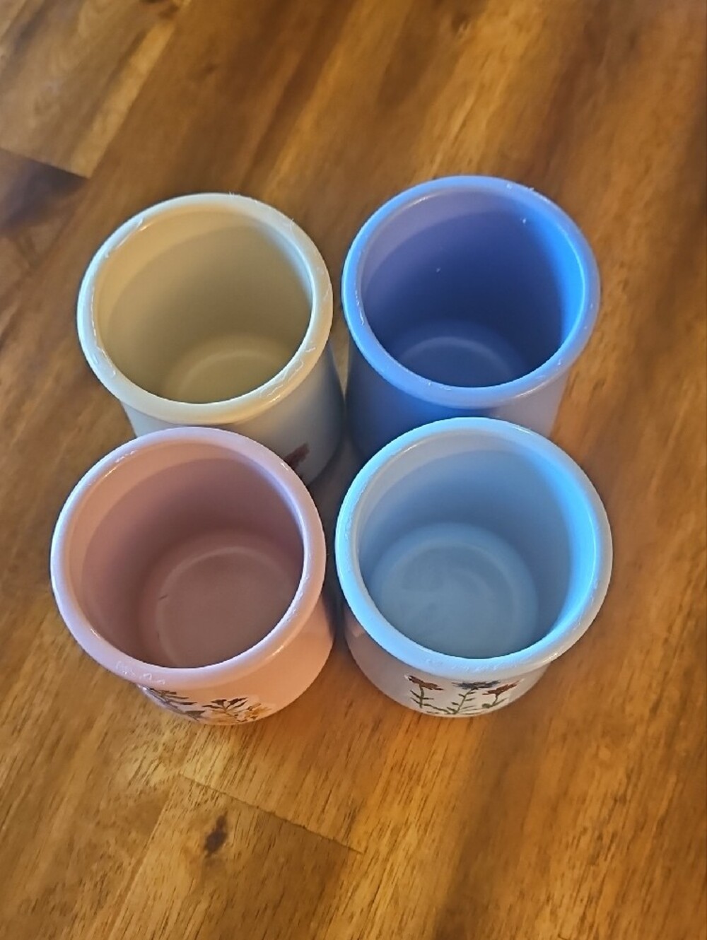 La Fermiere Reuseable Ceramic Jars W/ Decopaged Floral Design.  Set Of 4 - Picture 5 of 5